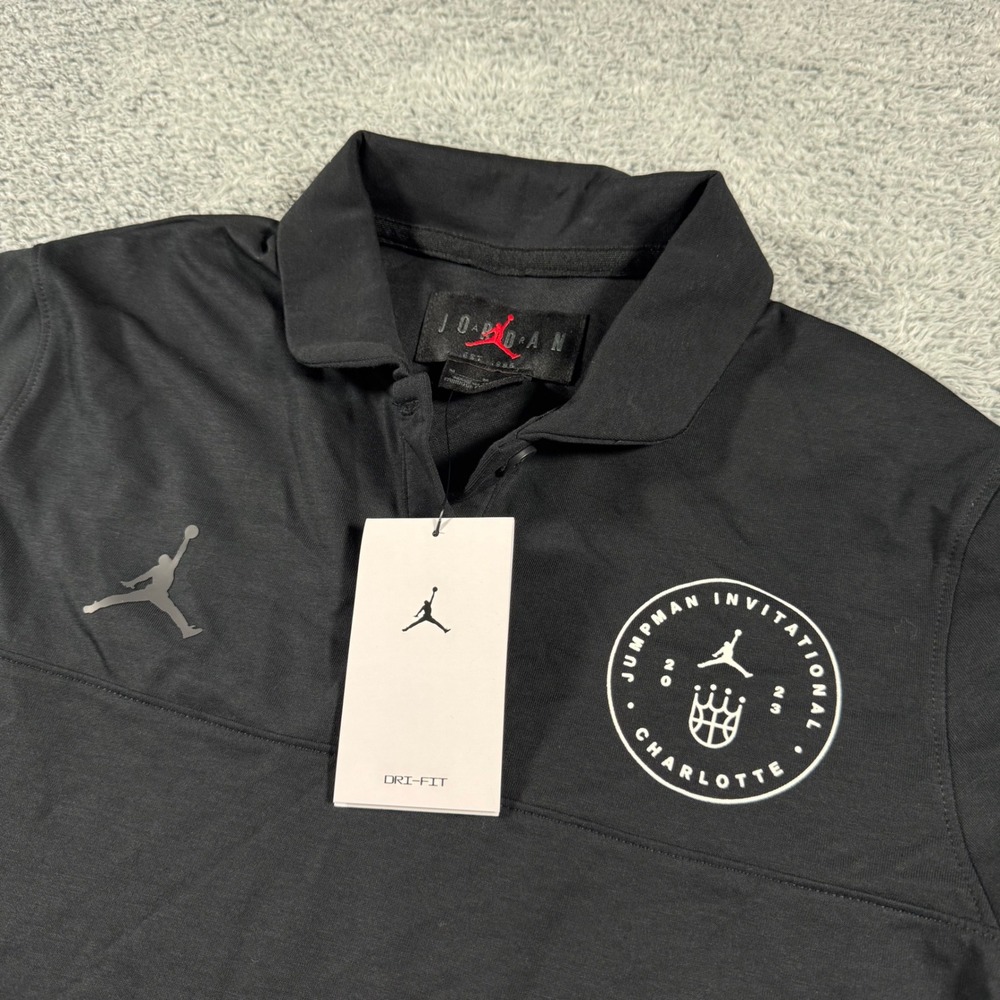 NWT Jordan Polo Shirt Womens Medium Black Jumpman Invitational Charlotte